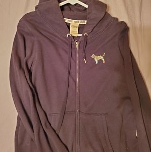 Black Victoria Secret Bling Zip-Up